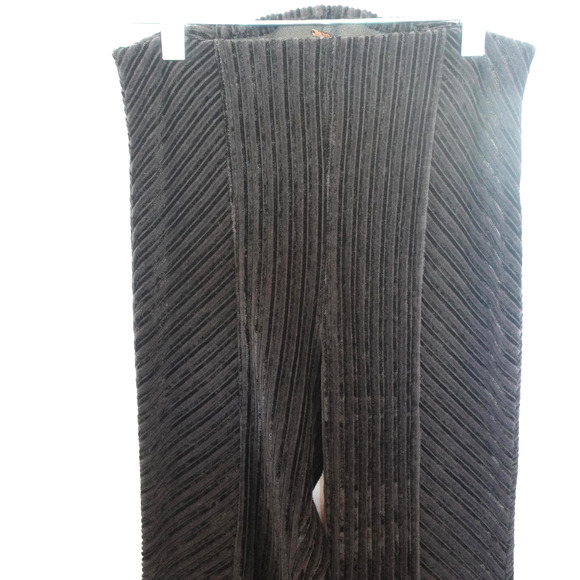 Free People Pants Womens XS Black Ribbed Velvet Flare Leg High Rise Stretch Boho - Picture 3 of 11